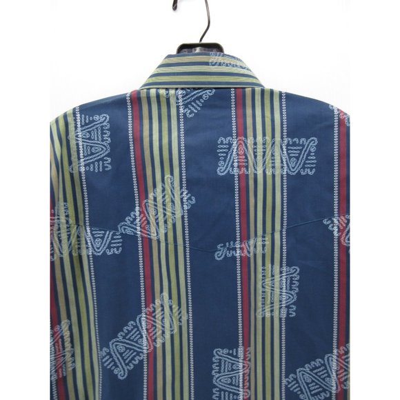 VINTAGE High Noon Shirt Medium Western Pearl Snap Striped Cowboy 90s - Picture 7 of 10